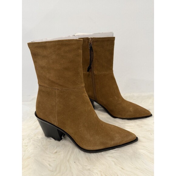 Zara Brown Split Suede Leather Cowboy Ankle Boots Pointed Toe Women US 8 EUR 39 - Picture 6 of 15
